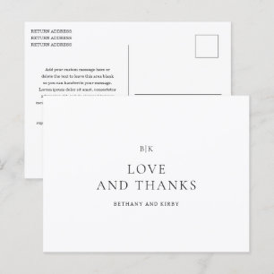 Cartão Postal Agradecimento de Casamento Clássico Preto e Branco