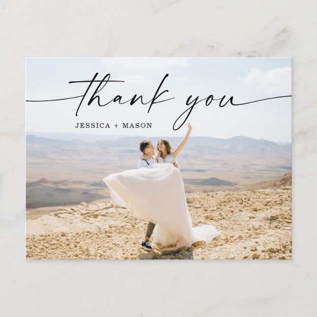 Cartão Postal Agradecimento de Casamento com Foto de Verdejante  (Frente)