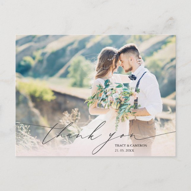 Cartão Postal Agradecimento de Casamento com Foto Personalizada  (Frente)