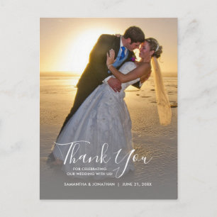 Cartão Postal Agradecimento de Casamento com Foto Vertical e Cal