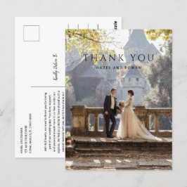 Cartão Postal Agradecimento de Casamento de Foto Simples Moderna