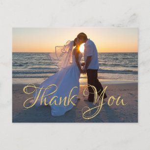 Cartão Postal Agradecimento de Casamento em Caligrafia Clássica 