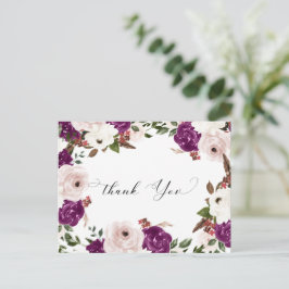 Cartão Postal Agradecimento de Casamento Floral Rosa Tomara que 