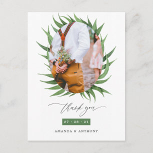 Cartão Postal Agradecimento de Casamento Floresta Verde