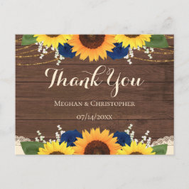 Cartão Postal Agradecimento de Casamento Girassóis de Madeira Rú