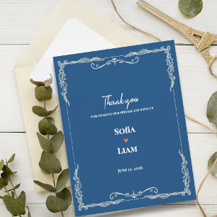 Cartão Postal Agradecimento de Casamento Gravata Preta Azul Empo