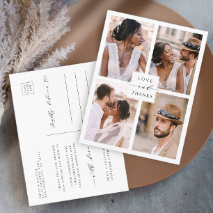 Cartão Postal Agradecimento de Casamento Moderno com Colagem de 