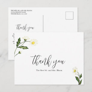 Cartão Postal Agradecimento de casamento rústico floral de marga