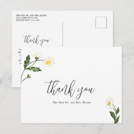 Cartão Postal Agradecimento de Casamento Rústico Floral Margarid