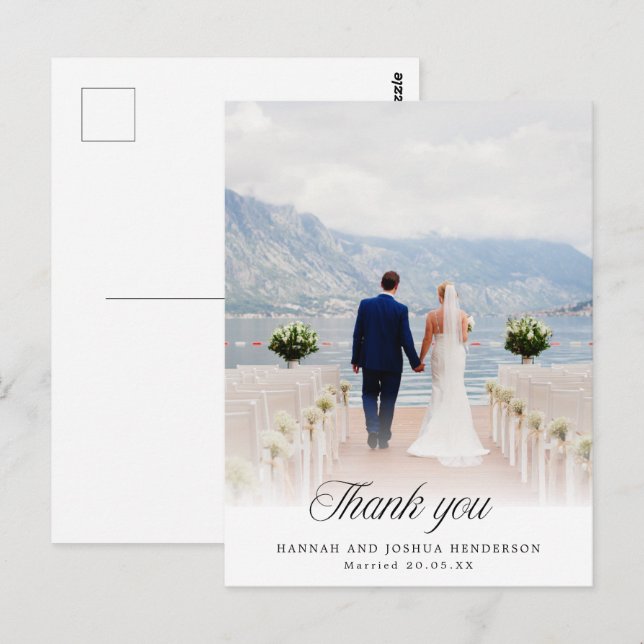 Cartão Postal Agradecimento de Casamento Simples Moderno (Frente/Verso)