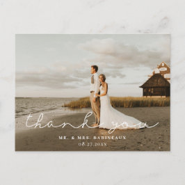 Cartão Postal Agradecimento de Foto de Casamento com Letra de As