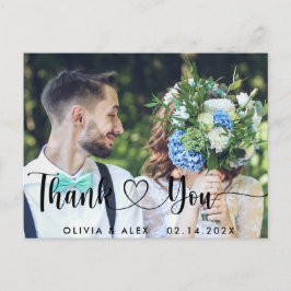 Cartão Postal Agradecimento de Foto de Casamento Elegante