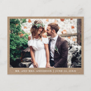 Cartão Postal Agradecimento de Foto de Casamento Minimalista Kra