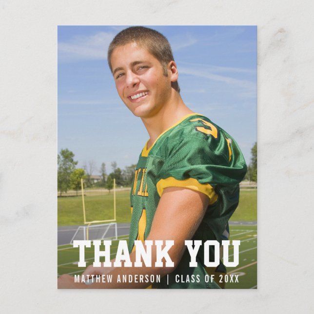 Cartão Postal Agradecimento de Graduação Esportivo Moderno (Vers (Frente)