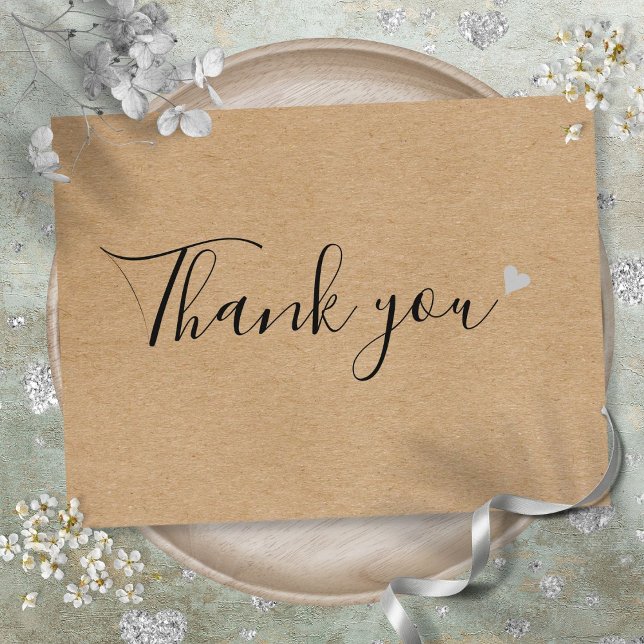 Cartão Postal Agradecimento de Negócios em Script Rustic Kraft (Rustic Kraft Script Business Thank You Postcard)
