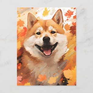 Cartão Postal Agradecimento de outono do Shiba Inu