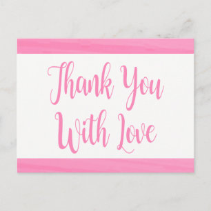 Cartão Postal Agradecimento Festa de Casamento Aquarela Rosa Noi