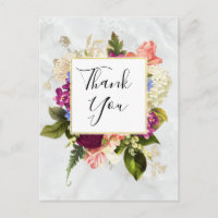 Agradecimento Floral em Aquarela Rosa e Branco Mod