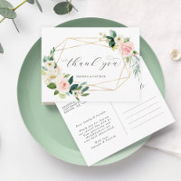 Agradecimento Floral Rosa Bege com Moldura Dourada