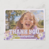 Agradecimento Infantil Floral Roxo