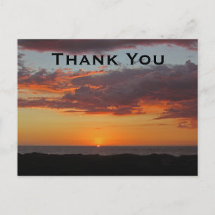 Cartão Postal Agradecimento Minimalista ao Pôr do Sol no Oceano