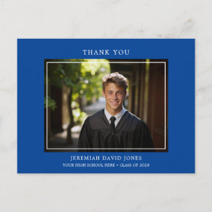 Cartão Postal Agradecimento Moderno Simples de Foto Azul Escuro 