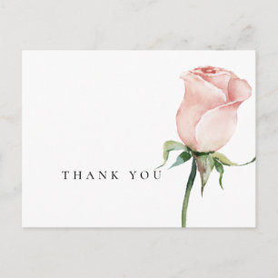 Cartão Postal Agradecimento Simples de Rosas Cor-de-Rosa em Aqua