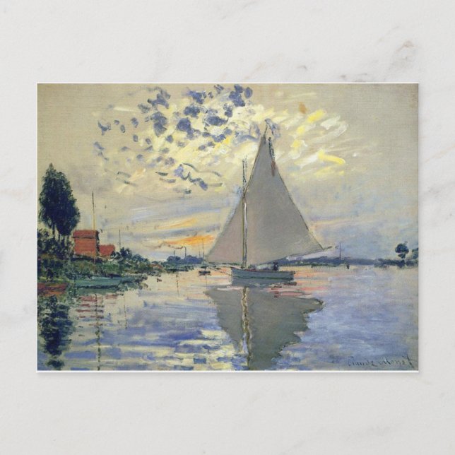 Cartão Postal Água do barco Monet navegando no Le-Petit-Gennevil (Frente)