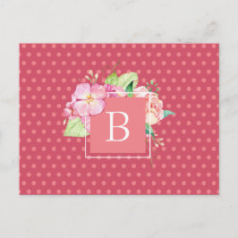 Cartão Postal Água-forte Floral Inicial Personalizada Pontos Cor