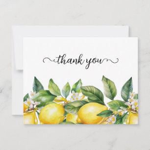 Cartão Postal Água-forte Floral Limão Borda Obrigado