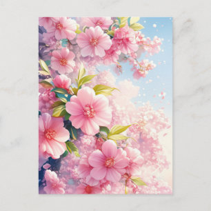 Cartão Postal Água-tinta Floral de Flor de Cerejeira Natureza