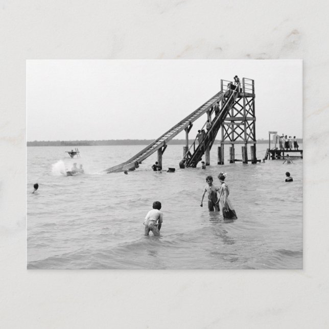 Cartão Postal Água Toboggan, Ilha Bois Blanc, MI 1903 (Frente)