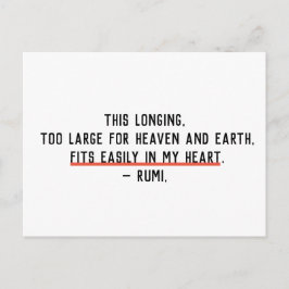 Cartão Postal Aguardando minha citação de Rumi Coração