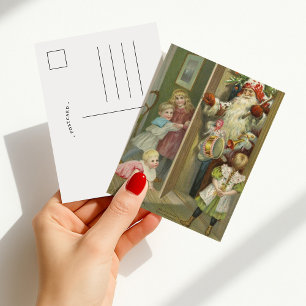 Cartão Postal Aguardando Papais noeis   Natais vintages