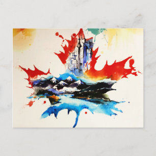 Cartão Postal Aguarela do amor do viagem da folha de bordo de