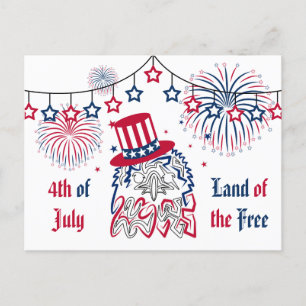 Cartão Postal Águia Americana do Dia da Independência em 4 de ju