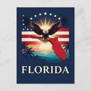 Cartão Postal Águia Americana Dourada do Sol da Flórida ⭐