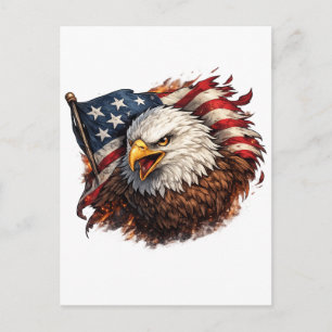 Cartão Postal Águia Americana Feroz – Design Patriótico Poderoso