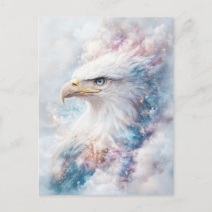 Cartão Postal Águia Branca em Aquarela com Céu de Nebulosa Celes