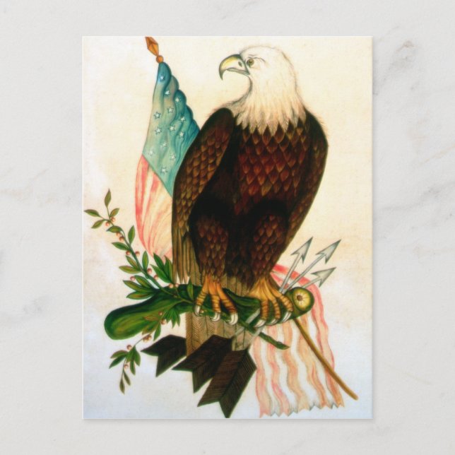 Cartão Postal Águia caída com bandeira (Frente)