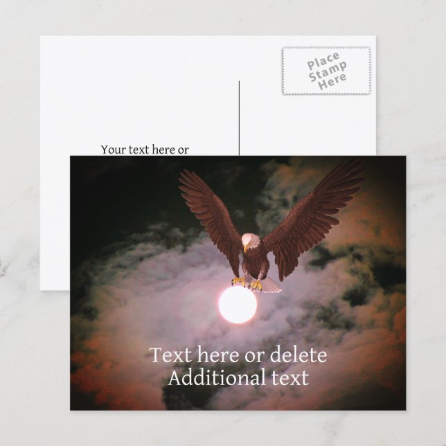 Cartão Postal Águia Careca Lua Cheia Fantasia Personalizada  (Frente/Verso)
