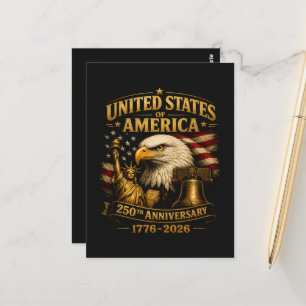 Cartão Postal Águia do 250º Aniversário dos Estados Unidos da Am