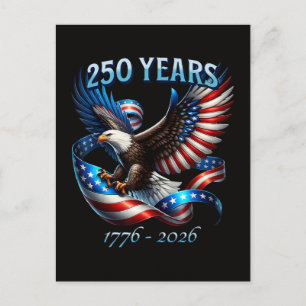 Cartão Postal Águia Patriótica e Bandeira 250 Anos 1776-2026
