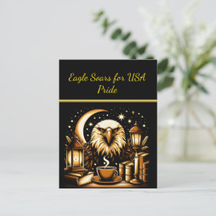 Cartão Postal Águia Voando Sob Estrelas