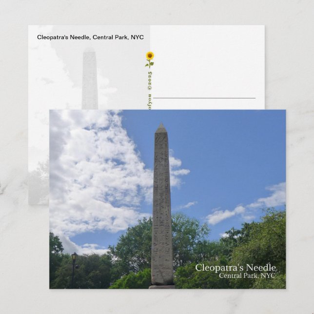 Cartão Postal Agulha de Cleopatra, Central Park, NYC - (Frente/Verso)