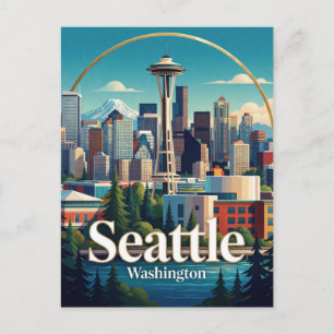 Cartão Postal Agulha Espacial de Seattle EUA Montanha Viagem