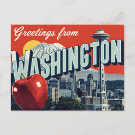 Cartão Postal Agulha Espacial de Seattle Washington Maçã