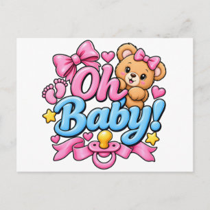 Cartão Postal Ah, Bebê! Design de Celebração de Chá de Bebê
