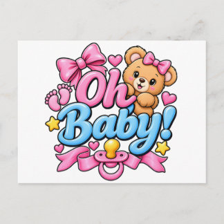 Cartão Postal Ah, Bebê! Design de Celebração de Chá de Bebê