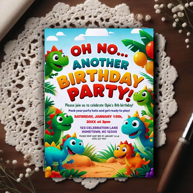 Cartão Postal Ah Não! Outra Festa de Aniversário com Tema de Din (Criador carregado)